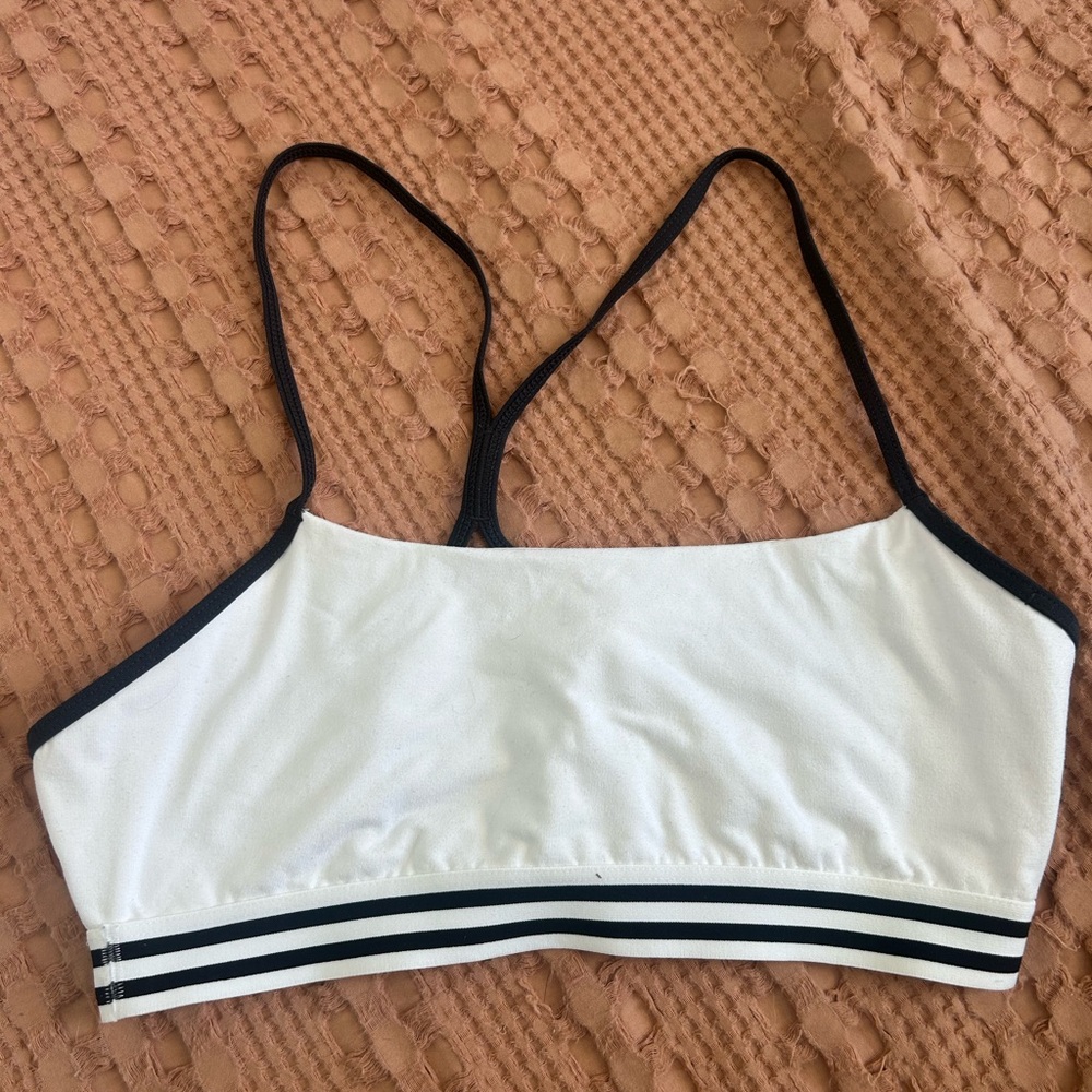 adidas White Sports Bra with Black Trim